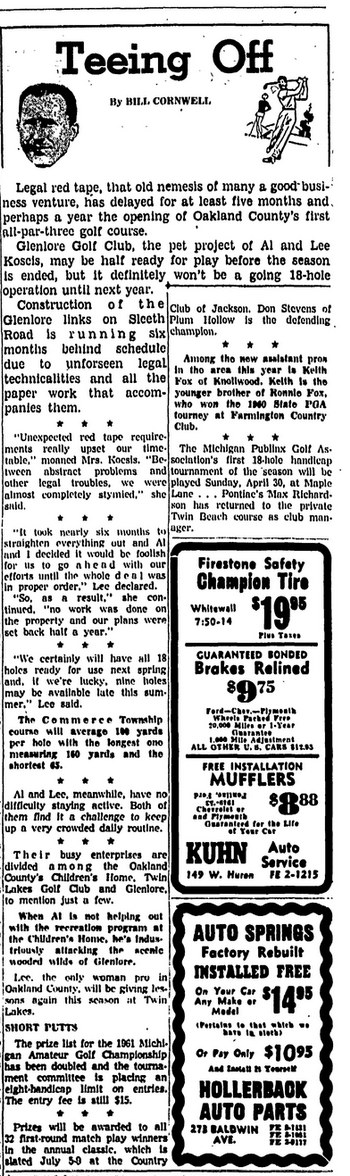 Glenlore Golf Course (Glenlore Golf Club) - April 1961 Opening Complications